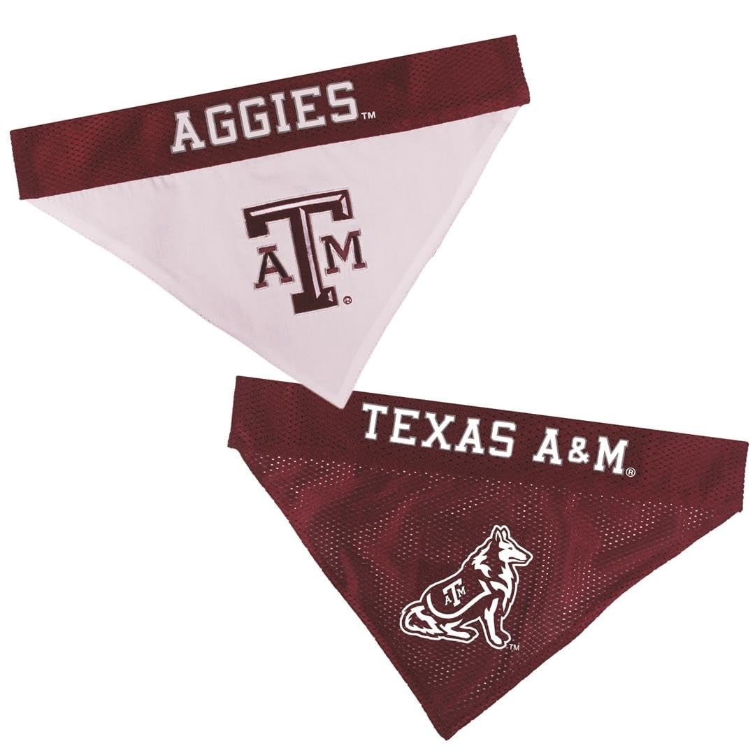 Pets First Collegiate Texas A&M Aggies Reversible Bandana - Home & Away Mesh & Premium Embroidery for DOGS & CATS