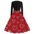 thumbnail image 3 of Fgvctg Valentine's Day Womens Dresses Hepburn Long Sleeve Vintage Cocktail Dresses Plus Size Prom 50s Tea Dress Romantic Cute Heart Graphic Date Night Outfits Crewneck Clothing Hot Pink 3XL, 3 of 4