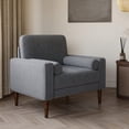 thumbnail image 2 of BELLEZE Erik Accent Chair Tufted Linen with Bolster Pillows, Grey, 2 of 7