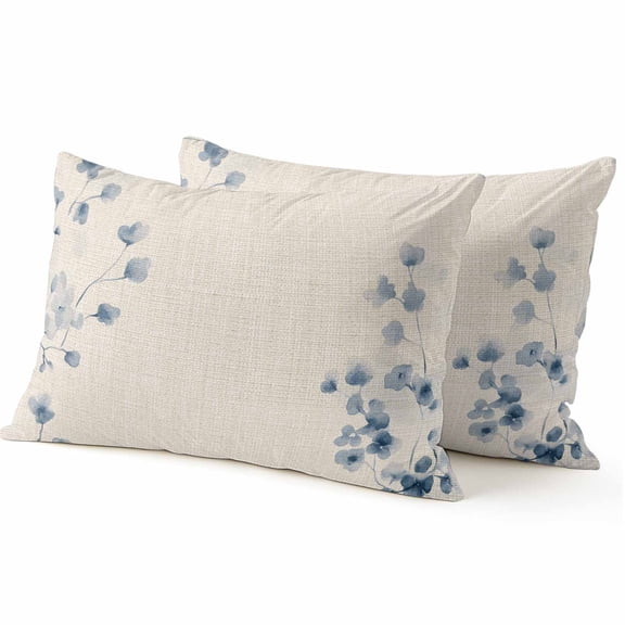 Throw Pillow Covers 12x20 Inch Inch Set of 2 Blue Flower Decorative Pillow Covers Flower Branch Cushion Cover Pillowcase for Sofa Couch Bed Home Decor