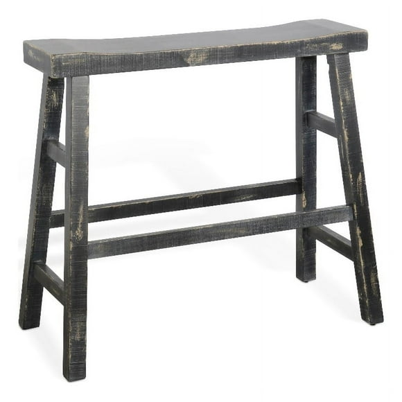 Pemberly Row 30" Farmhouse Mahogany Wood Bench in Black Sand