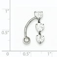 thumbnail image 2 of 10k 5mm White Gold Heart Belly Button Rings Screw Navel Bars Body Piercing Naval, 2 of 6