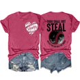 thumbnail image 2 of SDNall Mode Décontractée pour Femmes, T-Shirt à Manches Courtes, Col Rond, Imprimé Double Face, Amour Baseball, 2 of 9