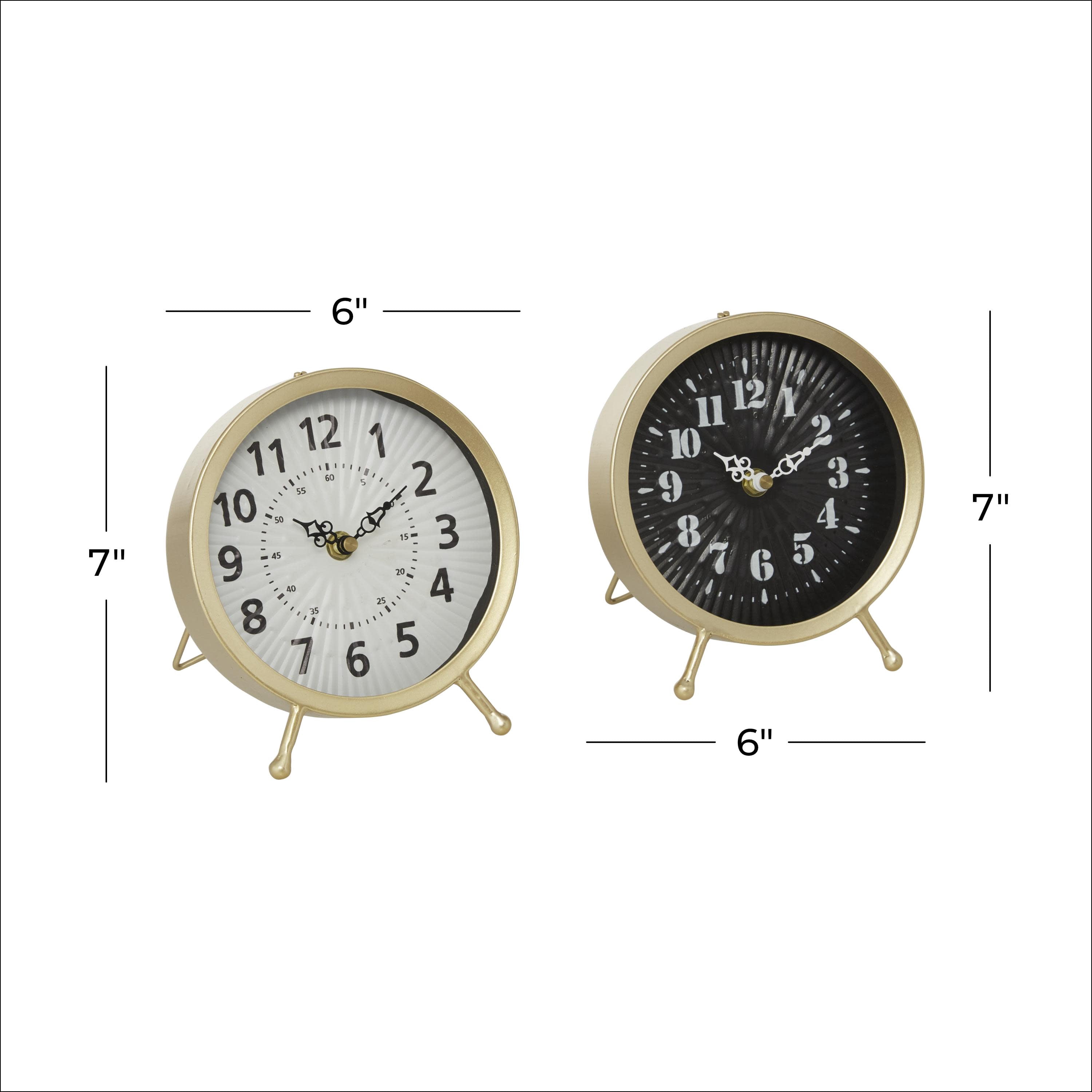 DecMode 7" Gold Metal Clock, Set of 2