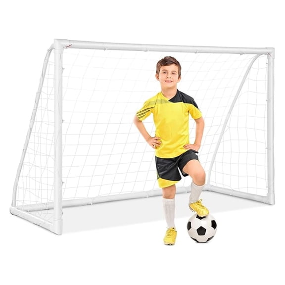 Soccer Goal, Soccer Goals for Backyard with All Weather Net, Ground Stake & Zip Ties, Easy Assembly Folding Soccer Frame and Net for Kids School Club Training Practice
