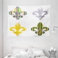 thumbnail image 1 of Mardi Gras Tapestry, Fleur De Lis Motifs with Mardi Gras Pattern Traditional Lily Flowers Collection, Wall Hanging for Bedroom Living Room Dorm Decor, 80W X 60L Inches, Multicolor, by Ambesonne, 1 of 2
