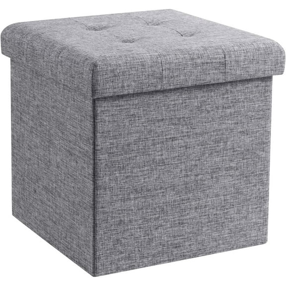 LILEYI Folding Storage Ottoman with Storage Bench, Large Storage Ottoman Bench, Storage Chest, Foot Rest Stool, Bedroom Bench with Storage - (Gray)