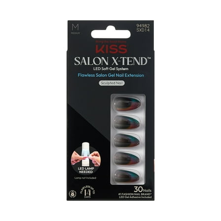 KISS Salon x-tend Medium Almond Press on Nails, Gray, 30 Pieces