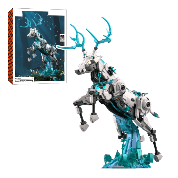 1566PCS Creative Building Block Model Kit - Leap of the White Stag, DIY Assembly Model for Adults & Teens 14 , Ideas Gift for Birthday & Christmas & Halloween