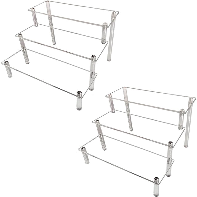 AZEAM Acrylic Riser, Display Stand Display Shelf Clear Display Riser Compatible with F Pops Figures Cupcake Food Desserts Holder (9 X 8 X 6 Inch) (2 Pcs)