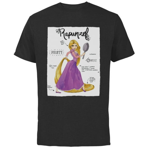 Disney Tangled Rapunzel Fashion Callouts T-Shirt - Short Sleeve Cotton T-Shirt for Adults - Customized-Black