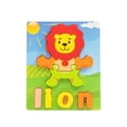 thumbnail image 3 of Rompecabezas de madera con imagen de dibujos animados para niños con nombre de letra, juguete Montessori León, 3 of 9
