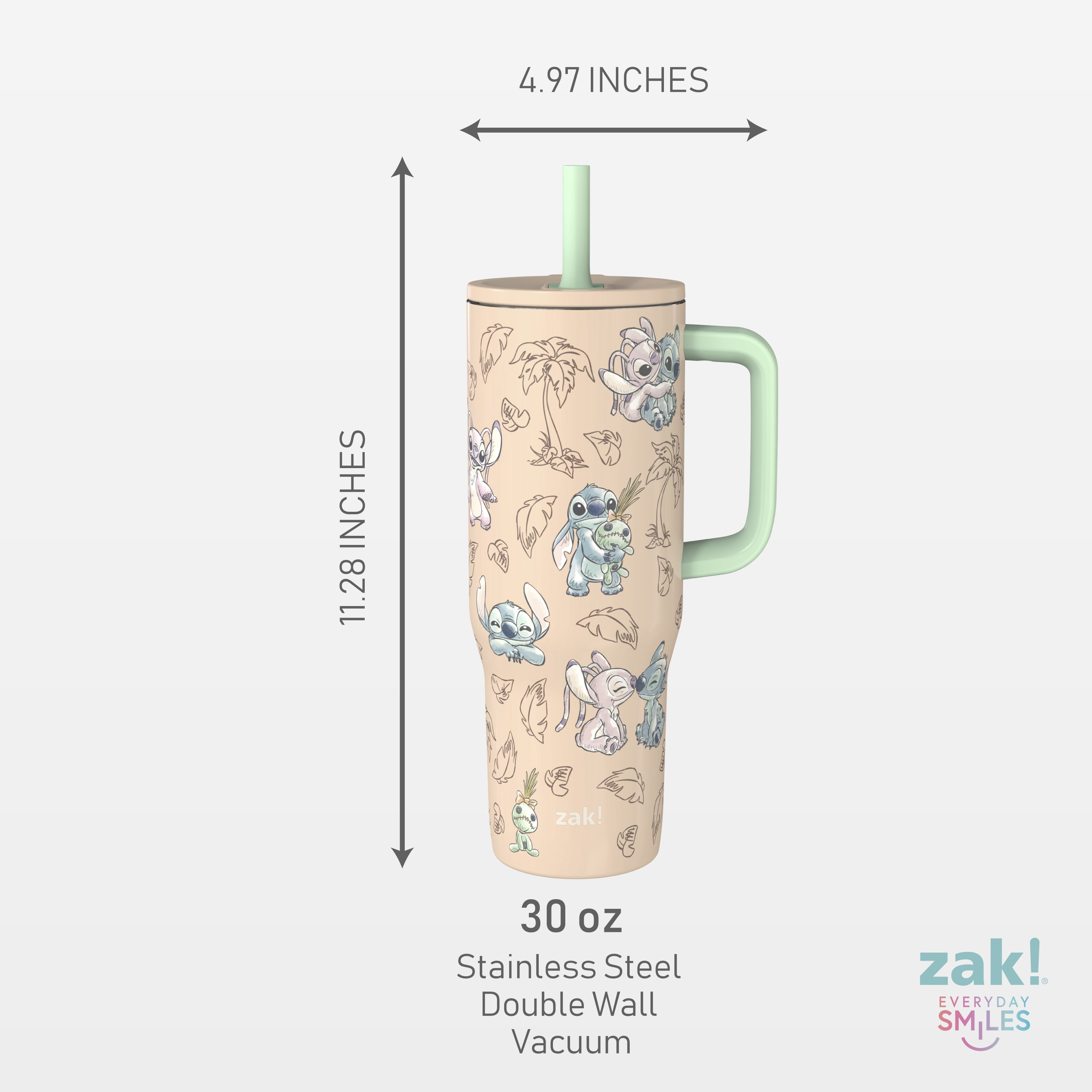 Zak Designs 30oz Stitch Double Wall Stainless Steel Vaccuum Insulated Sutton Straw Tumbler