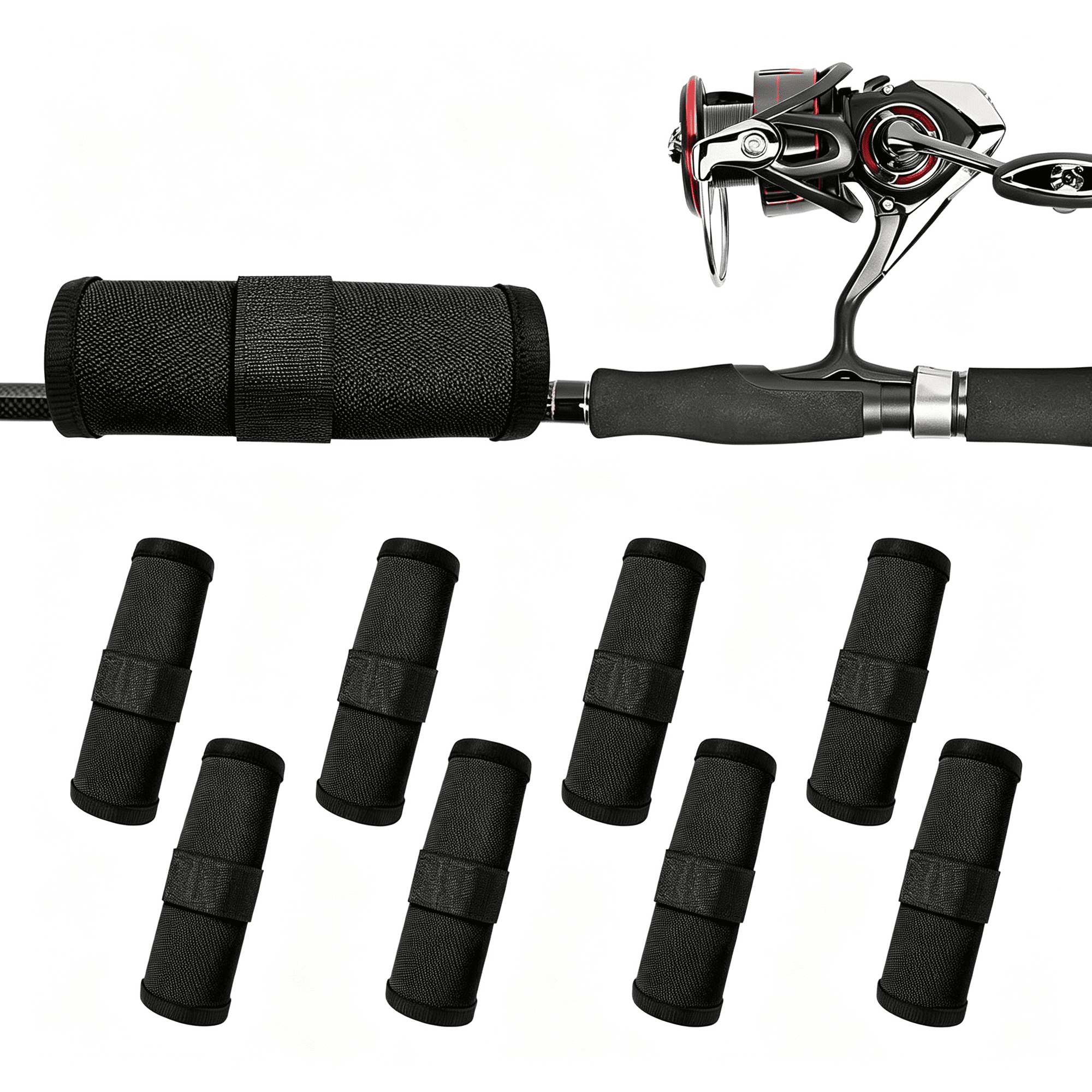 BESTSKY Fishing Hook Covers 5.9 Lure Shield Tackle Wraps for Most Fishing Rods,Roll Up Fishing Lure Wraps to Keep Fishermen Fishing Safe for Fishing Rod (Black)