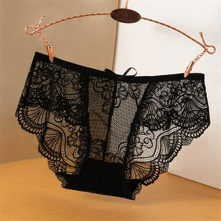 

See Through Breathable Embroidery Transparent Hollow G-Strings Lace Underwear Sexy Panties Low Waist Briefs L 4