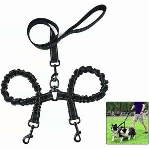 Double Leash for 2 Dogs, Dog Leash, 360° Tangle-Free Double Dog Leash, Multifunctional Detachable Leash, Elastic Material Shock Absorption