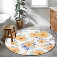 thumbnail image 3 of Round Rugs 3.3Ft, Orange Watercolor Floral Round Area Rug Washable Indoor Throw Carpet, Spring Flower Abstract Art Soft Non Slip Circle Rug for Laundry Room Patio Home Decor Aesthetic, 3 of 8