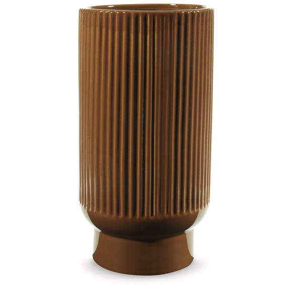 Signature Design by Ashley Avalyah 12" Ceramic Vase, Burnt Umber Indoor/Outdoor