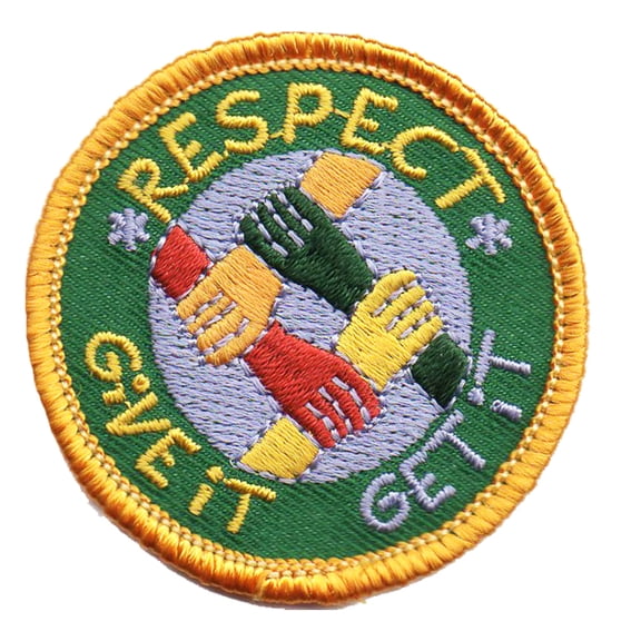 12 pieces 2" Custom Activity Scouts Applique Fun Patches - Respect Give It Get It Patch