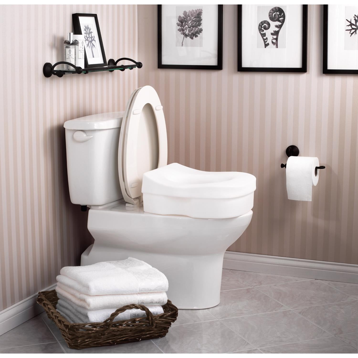 Moen Glacier Elevated Plastic Elongated Toilet Seat, White (ADA Compliant)