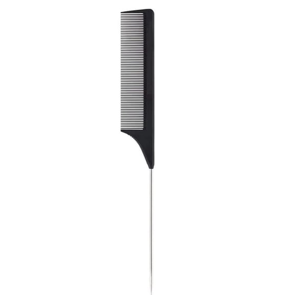 LQQBOX 1 Pcs Professional Carbon Steel Tail Combs Heat Resistant with Metal Pick, Anti Static Black Styling Tail Hair Comb Fine Teeth, Metal Pintail Teasing Comb Brush