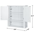 thumbnail image 2 of FASCK Two-Door Bathroom and Laundry Wall Mount Storage Medicine Cabinet with Open and Adjustable Shelf - White, 2 of 7
