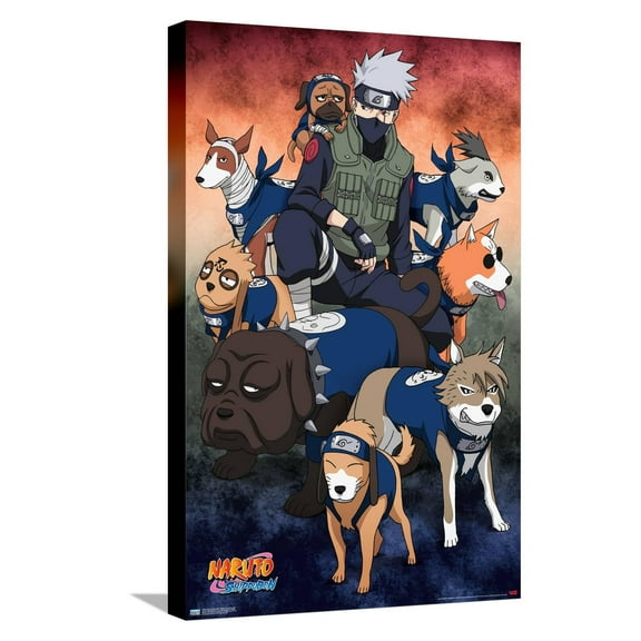 Naruto Shippuden - Kakashi Ninja Hounds Canvas Wall Poster, 14.725" x 22.375"