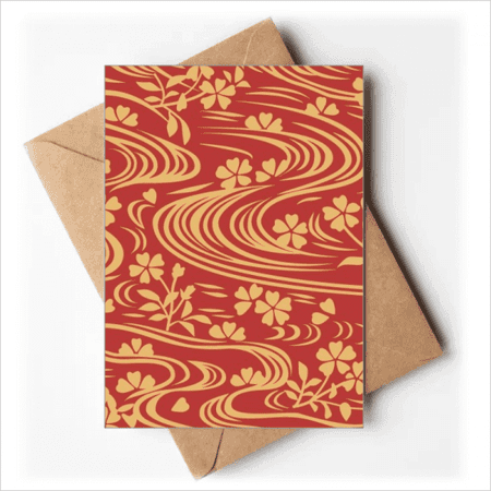Curly Red Japanese Culture Flower Greeting Cards You are Invited Invitations