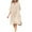 Beige, variant on Womens Dresses Casual Solid Color Short Sleeve V-Neck Midi Dress for Fall Summer Lightweight Fabric Knee Length with Side Pockets and A Line Cut