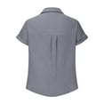 thumbnail image 7 of Clearance under 10$ Sevevn Woman Fashion Solid Color Button Pocket Short Sleeve Turndown Collar Blouse Tops Spring Tops for Women Gray S, 7 of 7