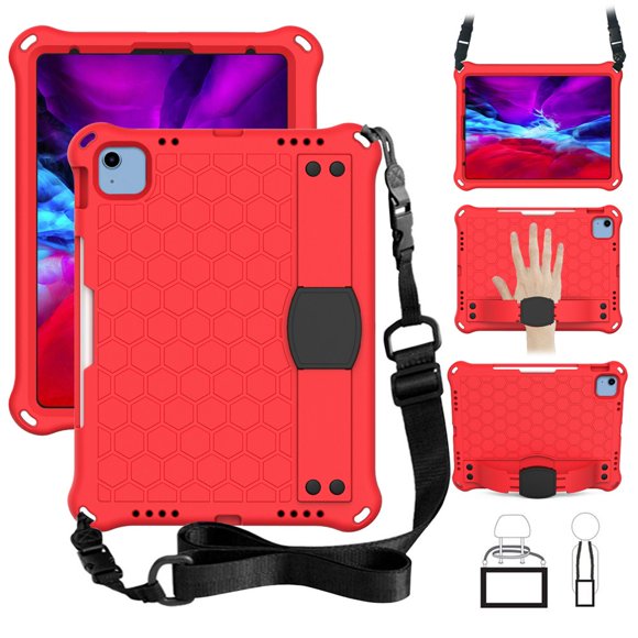 Pour ipad 10th Gen case A2696 A2757 A2777 tablet Étui For ipad 10th generation kids Étui For ipad 10 2022 10.9 Pouces Étui + strap Red ipad 10th Gen 10.9