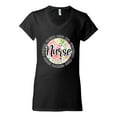 thumbnail image 3 of Floral Nurse Appreciation Pop Culture Women's Standard V-Neck Tee, Black, X-Large, 3 of 5