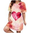 thumbnail image 1 of Kelon Nuisettes et Chemises de Nuit pour Femmes Grande Taille Robe de Nuit Décontractée pour Femmes Grande Taille Imprimé Cœur Manches Courtes Col Rond Extensibilité Moyenne Nuisette Ample Robe de Nuit de la Saint-Valentin, 1 of 4