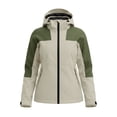 thumbnail image 4 of QUNYINEY Colorblock Womens Lightweight Rain Jackets Zip up Hooded Waterproof Raincoats Long Sleeve Windbreaker Hiking Coats for Women, 4 of 9