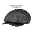 thumbnail image 2 of Jiibva Cowhide Leather Octagonal Hats British Berets Cap Vintage Newsie Hat Fashion Bakerboy Hat Retro Newsboy Hat for Men, 2 of 7
