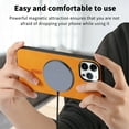 thumbnail image 4 of for iPhone 16 Pro Max Magnetic Case, Luxury PU Leather Skin-Feel Back Protective Phone Cover Compatible with Mag-Safe Support Car Mount Holder for iPhone 16 Pro Max, Yellow, 4 of 9