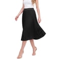 thumbnail image 3 of Asklazy Women's High Waist Pleated A-Line Midi Skirt,Flowy Elastic Waist Skirts for Work Casual Wear,Halloween,Black,S, 3 of 10