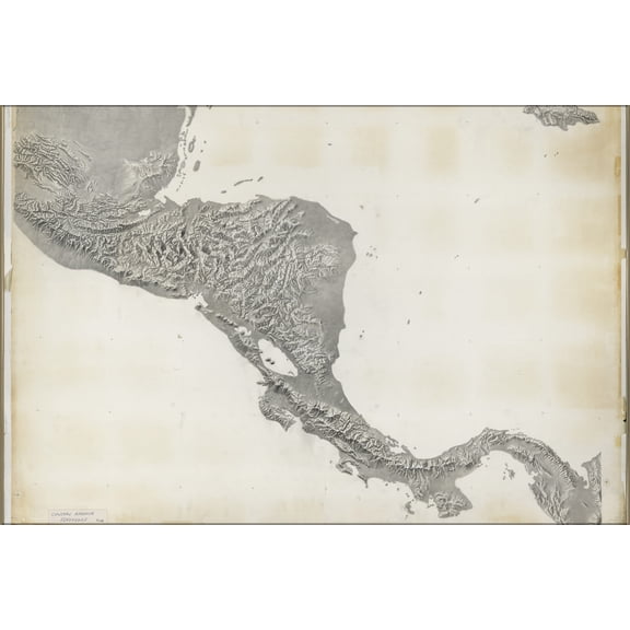 24"x36" Gallery Poster, cia terrain map of central america