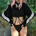 thumbnail image 4 of Camiseta de Manga con Cadenas para Mujer Hugo Top corto con capucha, 4 of 10