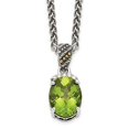 thumbnail image 3 of Sterling Silver Two Tone Silver And Gold Plated Sterling Silver w/Peridot & Diamond Necklace, 3 of 5