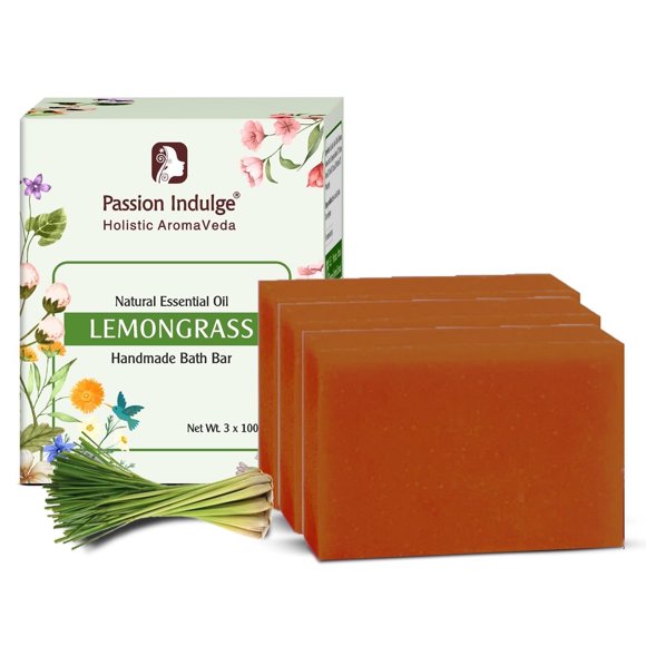 Passion Indulge Savon en Barre de Bain Naturel Fait à la Main à la Citronnelle, Lot de 3
