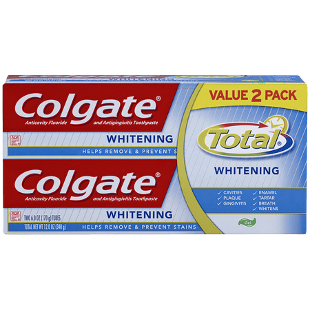 Colgate Total Whitening Gel Toothpaste, 6 oz (Pack of 2)