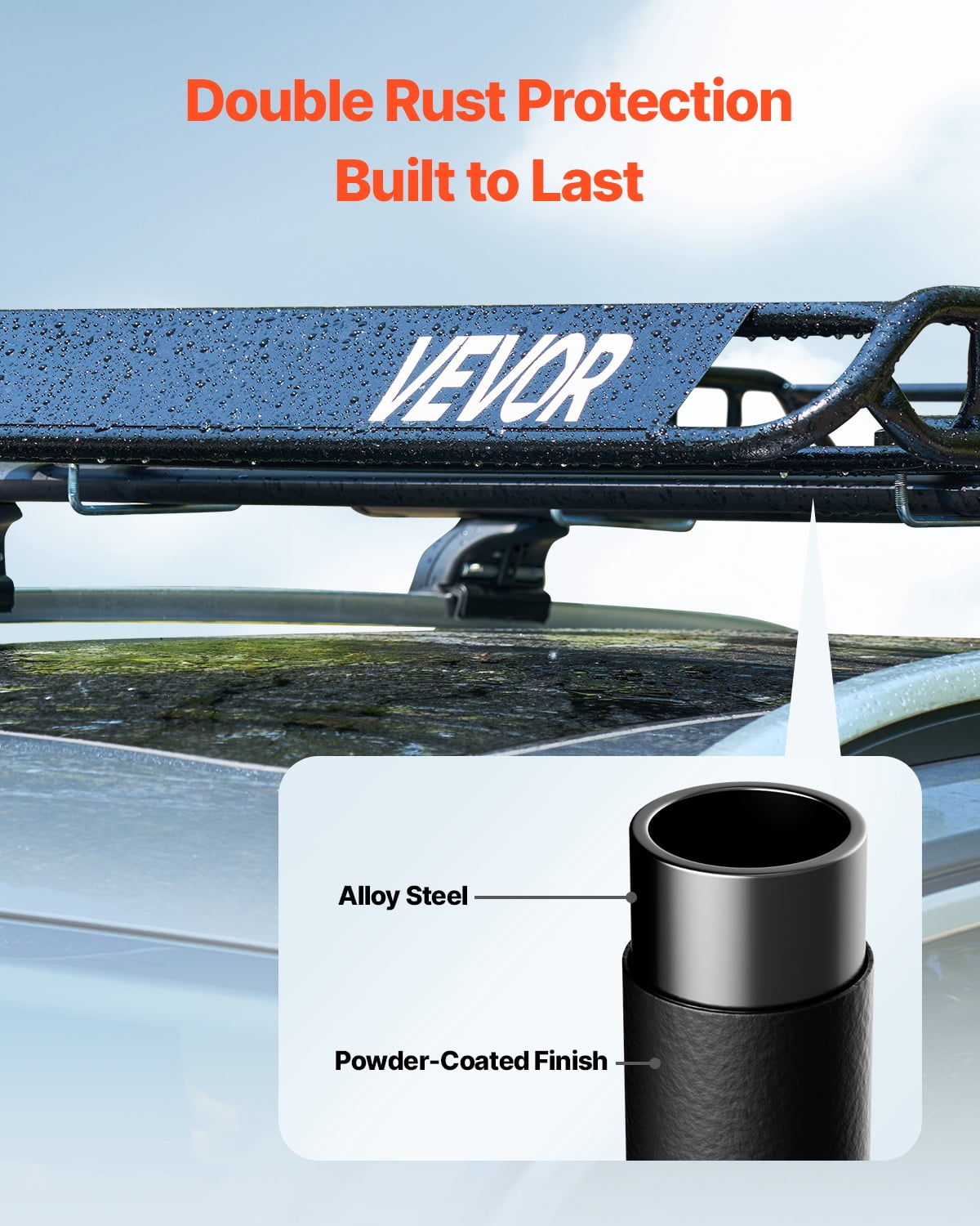 VEVOR Roof Rack Basket, 51 x 36 x 4.1 in, Universal Rooftop Cargo Carrier with 1120 x 870 x 260 mm Cargo Bag, Net, Ratchet Straps, 200 lbs Max Load Capacity Car Top Luggage Holder