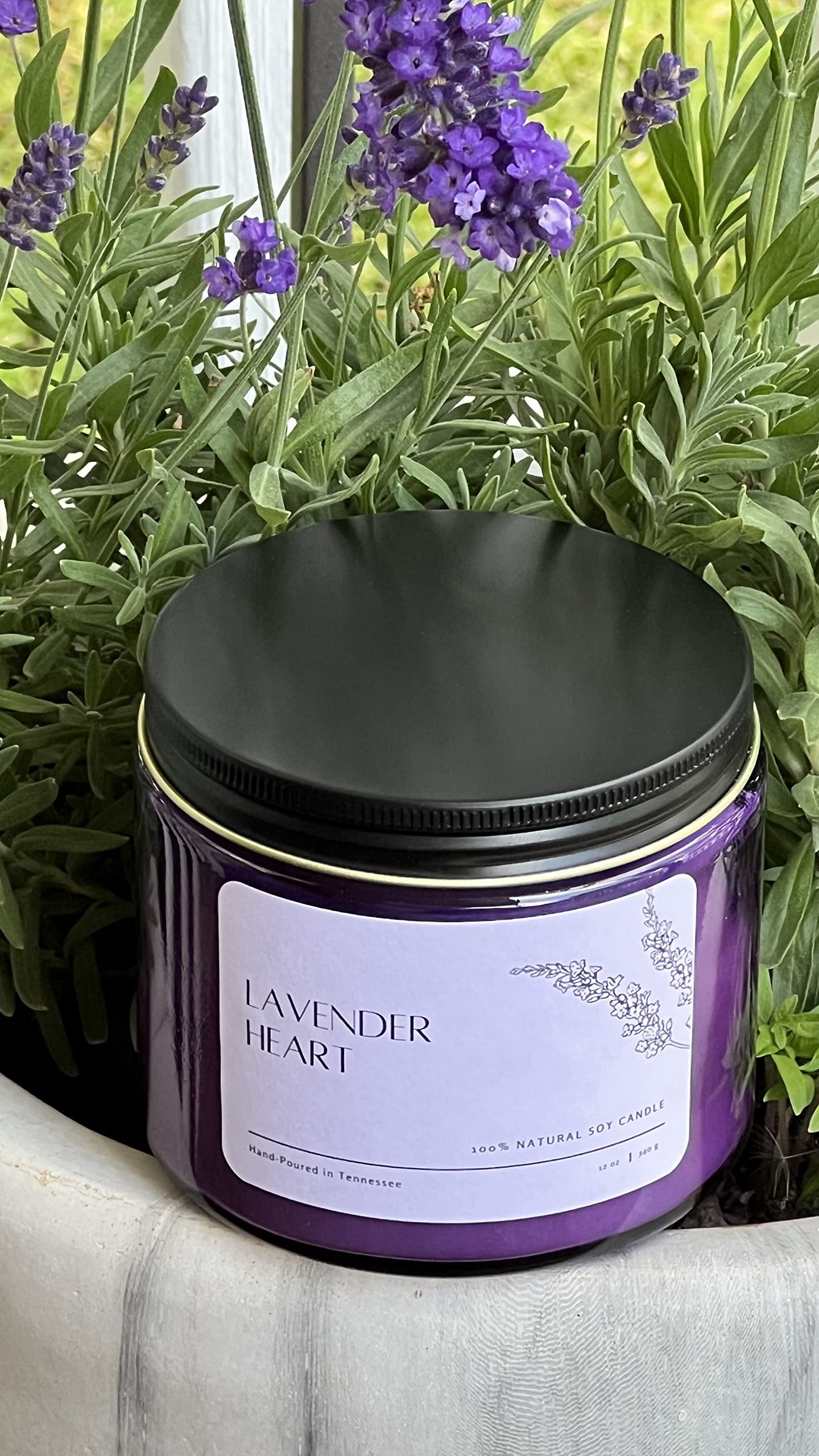 Lavender Scented Candles Purple Hearts| Lavender Candle for Men Woman | Soy Candles, Long Lasting Candles, Home Decor | Cotton Wicked Candles | Lavender Candle in Purpul Jar
