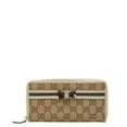 thumbnail image 1 of Pre-Owned Gucci GG Canvas Sherry Line Ribbon Round Zip Long Wallet 257003 Beige... (Good), 1 of 11