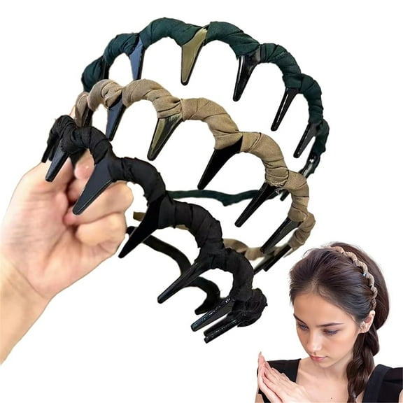 Retro High Skull Pearl Headband, 2026 New 3Pcs Soft Fuzzy Headband, Vintage Braided Hairband for Parties, Textured Hair Accessory for Women (#1, 3pcs)