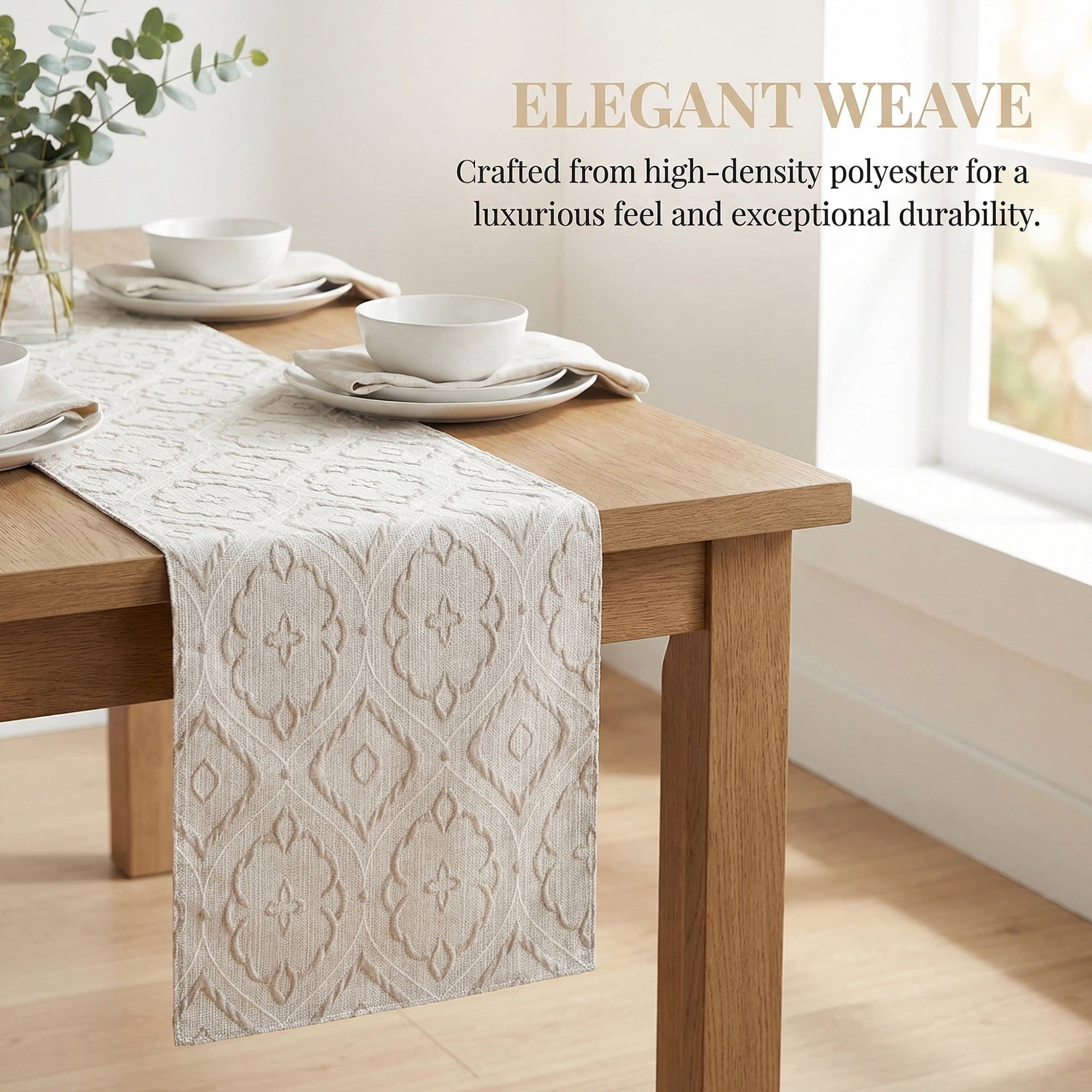 Unique Bargains Long Washable Polyester Runner Table Runner for Table Gray 13.8"x106.3"