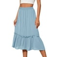 thumbnail image 2 of Aofany Women Plus Size Long Midi Skirts Elastic High Waist A Line Ruffle Swing Beach Midi Skirt, 2 of 8