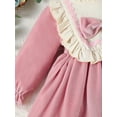 thumbnail image 7 of Bslissey Toddler Baby Girls Christmas Velvet Dress Long Sleeve Ruffled Mock Neck Patchwork A-line Dress Infant Casual Cute Princess Dress Daily Clothes 6 Months-3 Years, 7 of 7