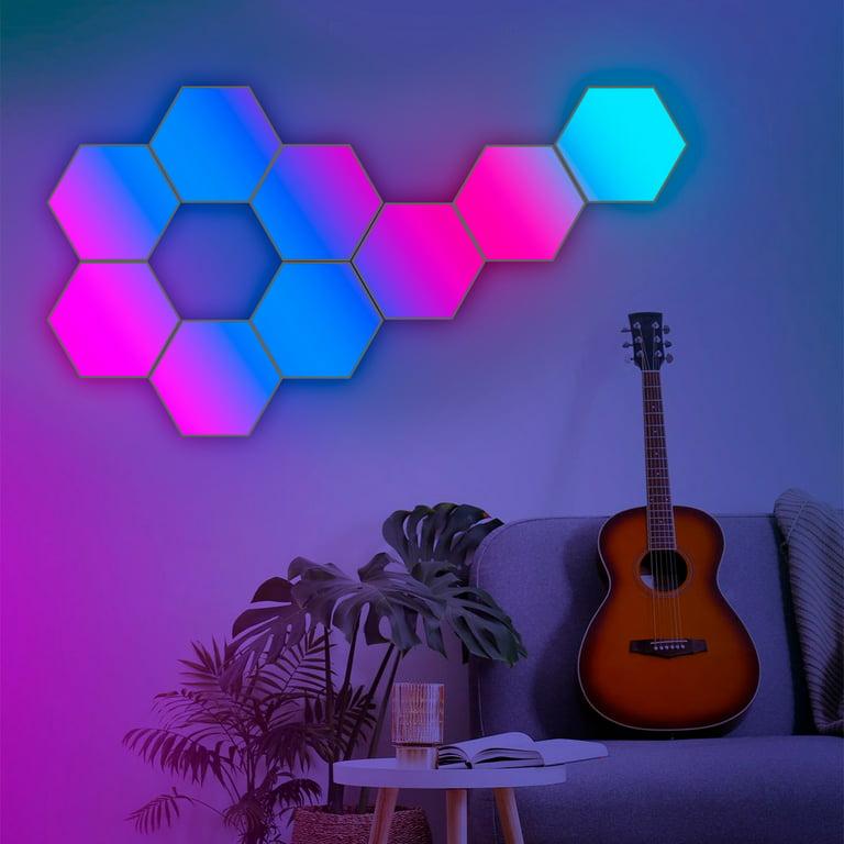 Relax love 12 Pack Hexagon LED Lights Modular Music Sync RGB Gaming Panels  APP and Remote Control Hexagonal Wall Light for Gaming Setup Bedroom Decor  